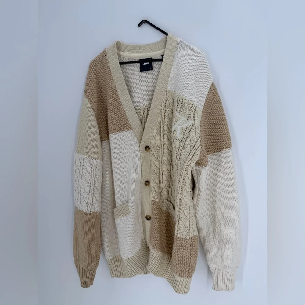 Kith Men’s Patchwork Durum Heavyweight Knit Old Money Cardigan In Neutral
